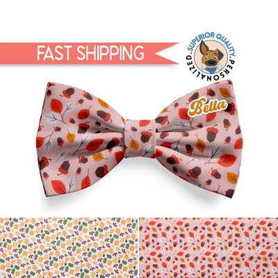 Dog Bow Tie | Autumn Pet Accessory, dog collar bow, slide-on bow for dog collar - Autumn Leaves Design