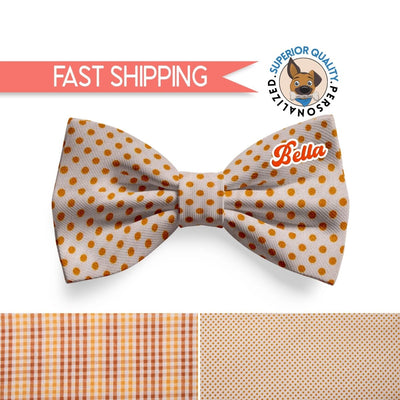 Fall Dog Bow Tie  | Personalized Pet Accessory  | Dot Dog Bow Tie  | Pet Accessory | Dog collar Bow | Handcrafted Dog Bow Tie