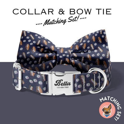 Dog bandana Fall-Inspired Personalized Dog Collar and Bowtie Set or Lady Bow - Name Customization - Gift Dog and Cat Lovers -Fall dog collar - S'more - Life for Pawz -