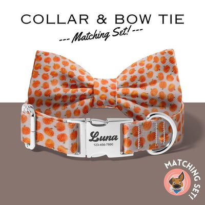Dog bandana Fall-Inspired Personalized Dog Collar and Bowtie Set or Lady Bow - Pet's Name Customization - Gift for Dog and Cat Lovers -Fall dog collar - Life for Pawz -