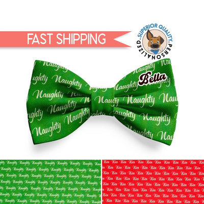 Festive Christmas Dog Bow Tie - Personalized Holiday Pet Accessory - Naughty or Nice Bowtie - Christmas Pet Fashion - Christmas Bowtie