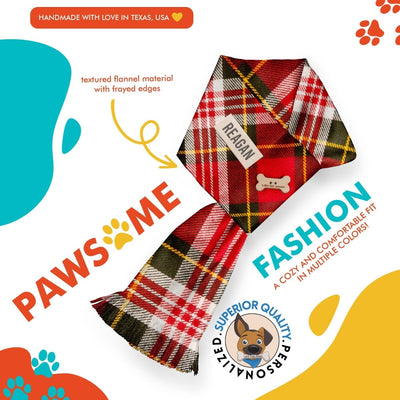 Dog bandana Flannel Dog Bandanas - Cozy Pet Scarf for Fall and Holidays - Handcrafted in the USA - Personalized Dog Accessories - Ideal New Puppy Gift - Life for Pawz -