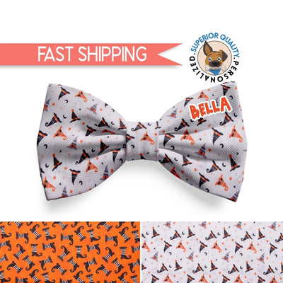 Halloween dog collar bow Tie, fall dog collar bow tie, lady dog collar bow, slide-on bow for dog collar