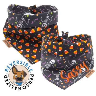 Dog bandana Haunted Slice Halloween Dog Bandana | Embroidered and Vinyl Reversible Accessory - Life for Pawz - Reversible Dog Bandana