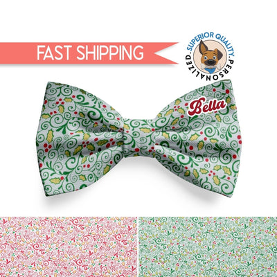 Holiday Dog Bow Tie  | Personalized Pet Accessory  | Dot Dog Bow Tie  | Pet Accessory | Dog collar Bow