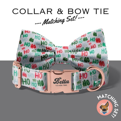 Dog bandana Personalized Dog Collar and Bowtie Set or Lady Bow - Pet's Name Customization - Gift for Dog and Cat Lovers -Christmas dog collar - Life for Pawz -