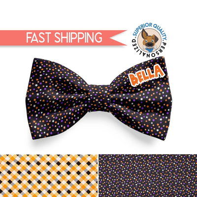 Personalized Fall dog collar bow, dog collar bow tie, lady dog collar bow, slide-on bow for dog collar - Personalized Pet Accessory