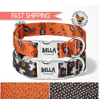 Dog bandana Personalized Halloween Dog Collar - Spooky and Stylish - Halloween Dog Collars , Collars for Girls, Puppy Collar, gifts for pets - Life for Pawz - Dog Collar
