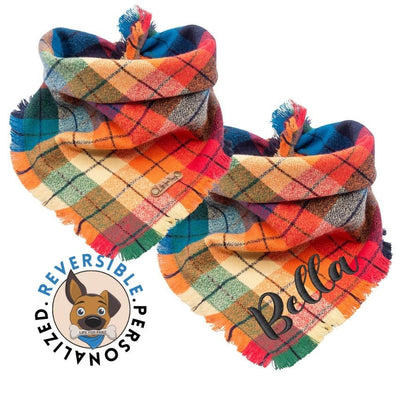 Dog bandana Personalized Premium Grand Flannel Dog Bandana I Embroidery and Vinyl Name Options - Life for Pawz - Flannel Dog Bandana