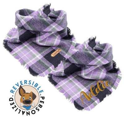 Dog bandana Personalized Purple Flannel Reversible Dog Bandana with Embroidery and Vinyl Name Options - Life for Pawz - Flannel Dog Bandana