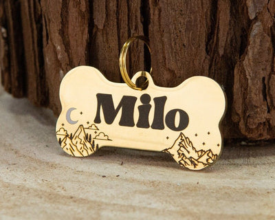 Dog bandana Personalized Stainless Steel Pet ID Tag - Deep Laser Engraved - Camping in the Mountains - Life for Pawz - Pet id