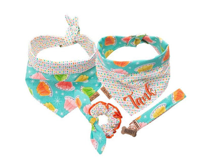 Dog bandana Personalized Summer Dog Bandana with Reversible Jelly and Polka Dot Design, Key Chain, and Scrunchie - Perfect Gift for Your Furry B. Friend - Life for Pawz - Reversible Dog Bandana