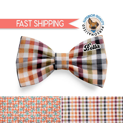 Puppuccino Dog Bow Tie | Autumn Pet Accessory, dog collar bow, slide-on bow for dog collar - Autumn Leaves Design