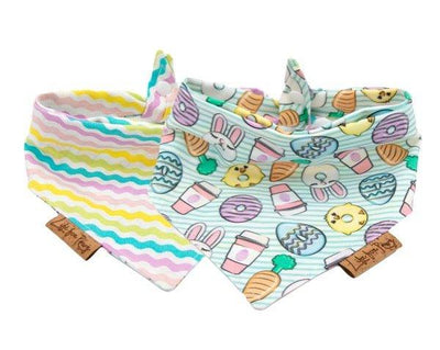 Reversible Dog Bandana Easter Bunny - donuts and coffee - Life for Pawz