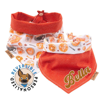 Dog bandana Reversible Fall Colors Bandana with Polka Dots | Personalized with Your Pup's Name! | Customizable Dog Scarf in Vinyl or Embroidery - Life for Pawz -