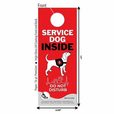 Service Dog Hotel Door  hanger -  4 Pack -  Do Not Disturb Sign - Life for Pawz