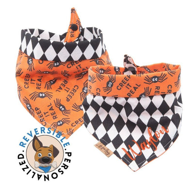 Dog bandana Spooky Web Dog Bandana | Embroidered and Vinyl Reversible Accessory - Life for Pawz - Reversible Dog Bandana