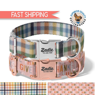 Dog bandana Thanksgiving Dog Collars - Personalized - Engraved with your dog's name, Puppy Collar, gifts for pets, Thanksgiving Dog Accessories - Life for Pawz -