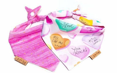 Valentines Pink Hearts Reversible Dog Bandana - Life for Pawz