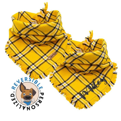 Dog bandana Yellow Dominance Plaid Dog Bandana: A Pop of Sunshine for Your Pup I Embroidery and Vinyl Name Options - Life for Pawz - Flannel Dog Bandana